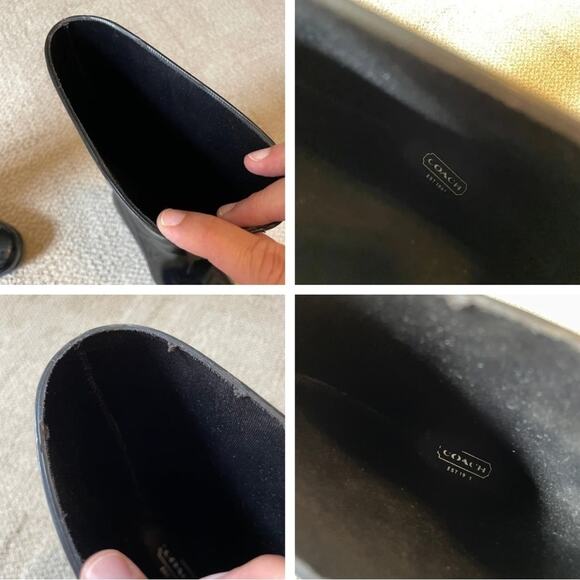 Coach Pixy Rain Boots Glossy Shiny Solid Black Tall Women’s size 5 - Picture 14 of 14